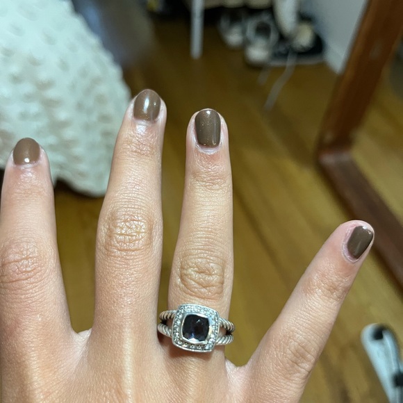 Petite Albion® Ring with Black Onyx and Pavé Diamonds - Picture 5 of 5